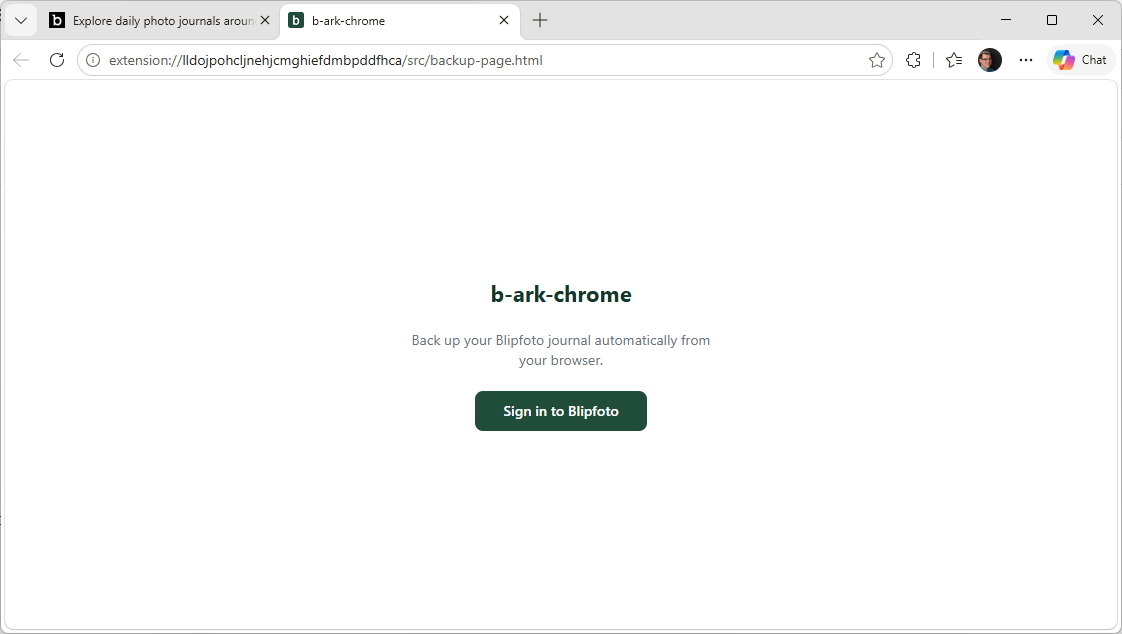 The b-ark-chrome backup page