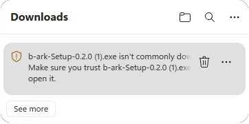 Microsoft Edge download warning