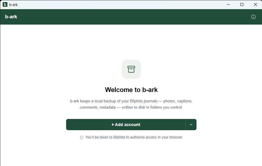 Welcome screen